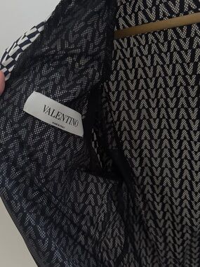 Valentino Navy Blue and White Logo Jacquard Blazer